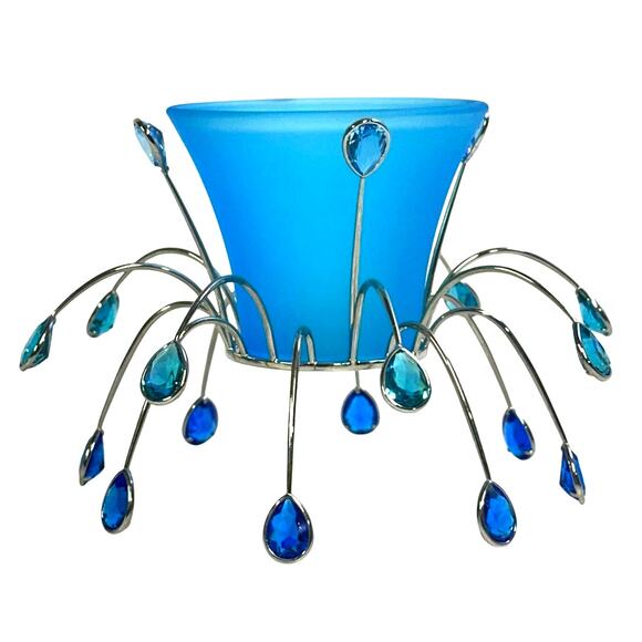 Swarovski Yasmine Hurel 'Crystal Jewels' Signed Sapphire Crystals Tea Light-Rare - Picture 2 of 8